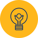 Icon of a lightbulb on a yellow background<br />
